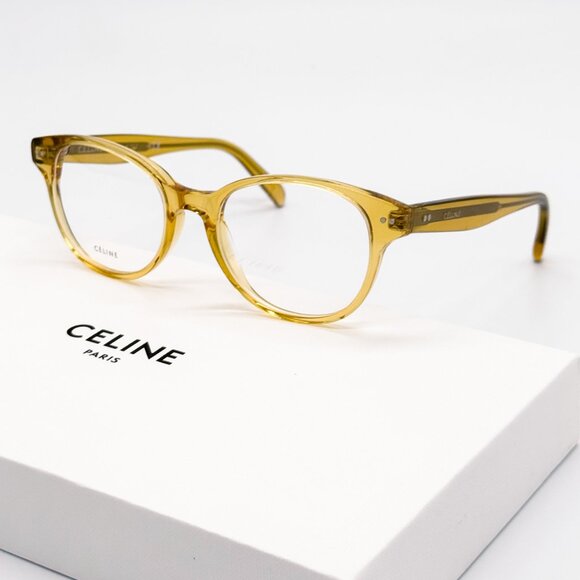 NEW CELINE CL50007I 039 EYEGLASSES WOMEN YELLOW ROUND EYEWEAR CELINE - Picture 1 of 10